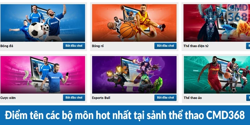 Điểm tên các bộ môn hot nhất tại sảnh thể thao CMD368