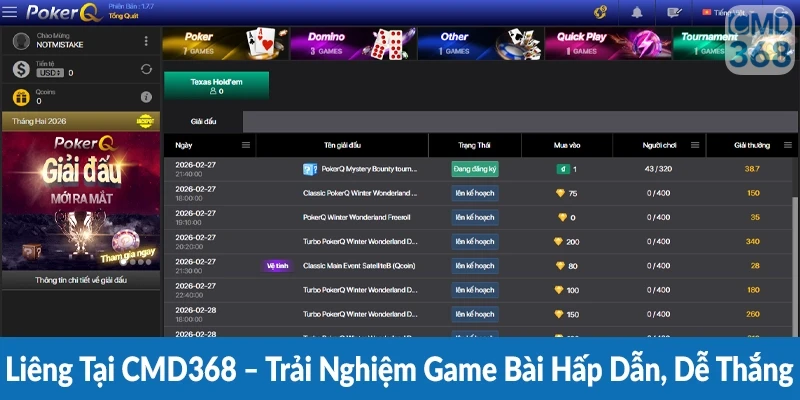 Liêng Tại CMD368 – Trải Nghiệm Game Bài Hấp Dẫn, Dễ Thắng