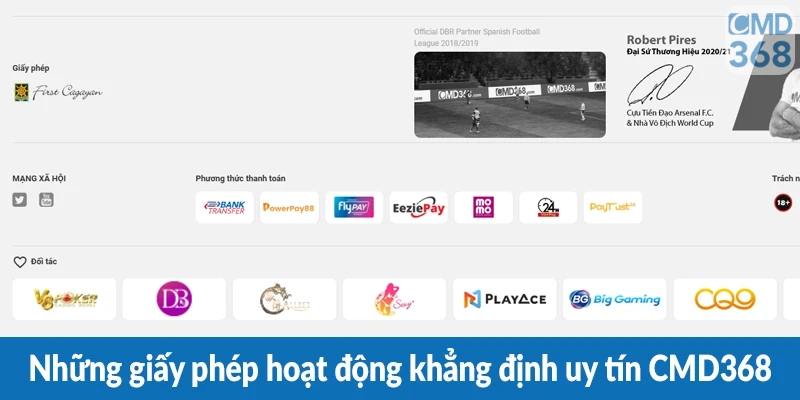 Những giấy phép hoạt động khẳng định uy tín CMD368