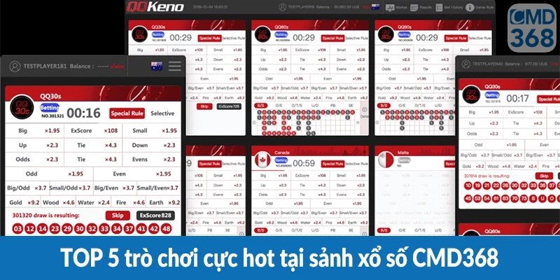 TOP 5 trò chơi cực hot tại sảnh xổ số CMD368